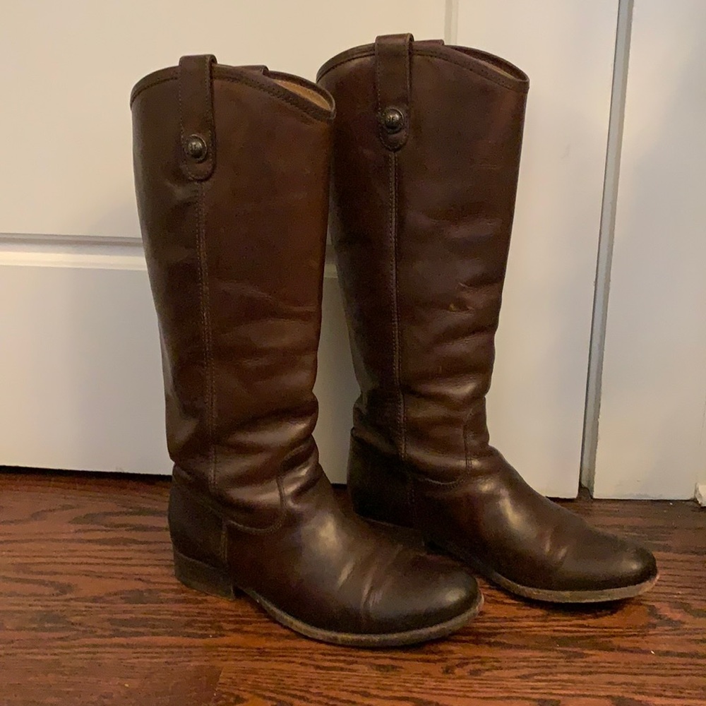 Frye Melissa tall dark brown boots, size 7